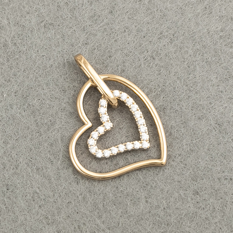 תליון Xuping בזהב מצופה 18K «לב» עם קריסטלים לבנים, קוטר 21×17 מ״מ +