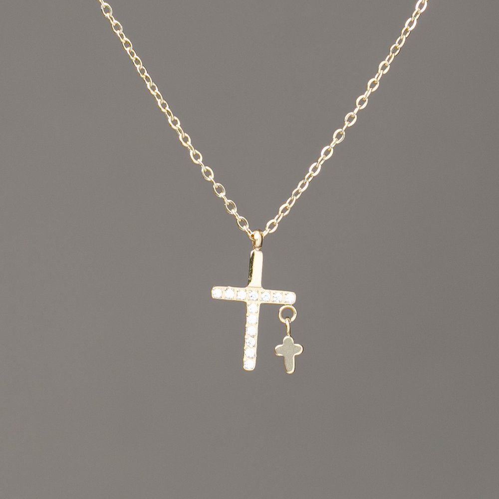 שרשרת Xuping עם ציפוי זהב לימוני ותליון ואבני זירקון לבנים 15×9 מ״מ + -, עובי 1 מ״מ +-, אורך 40–45 ס״מ +