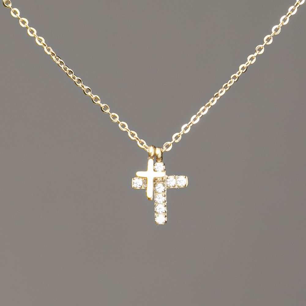 שרשרת Xuping בזהב לימוני עם תליון וזרקונים לבנים 12×9 מ״מ + -, עובי כ-1 מ״מ + -, אורך 40-45 ס״מ +