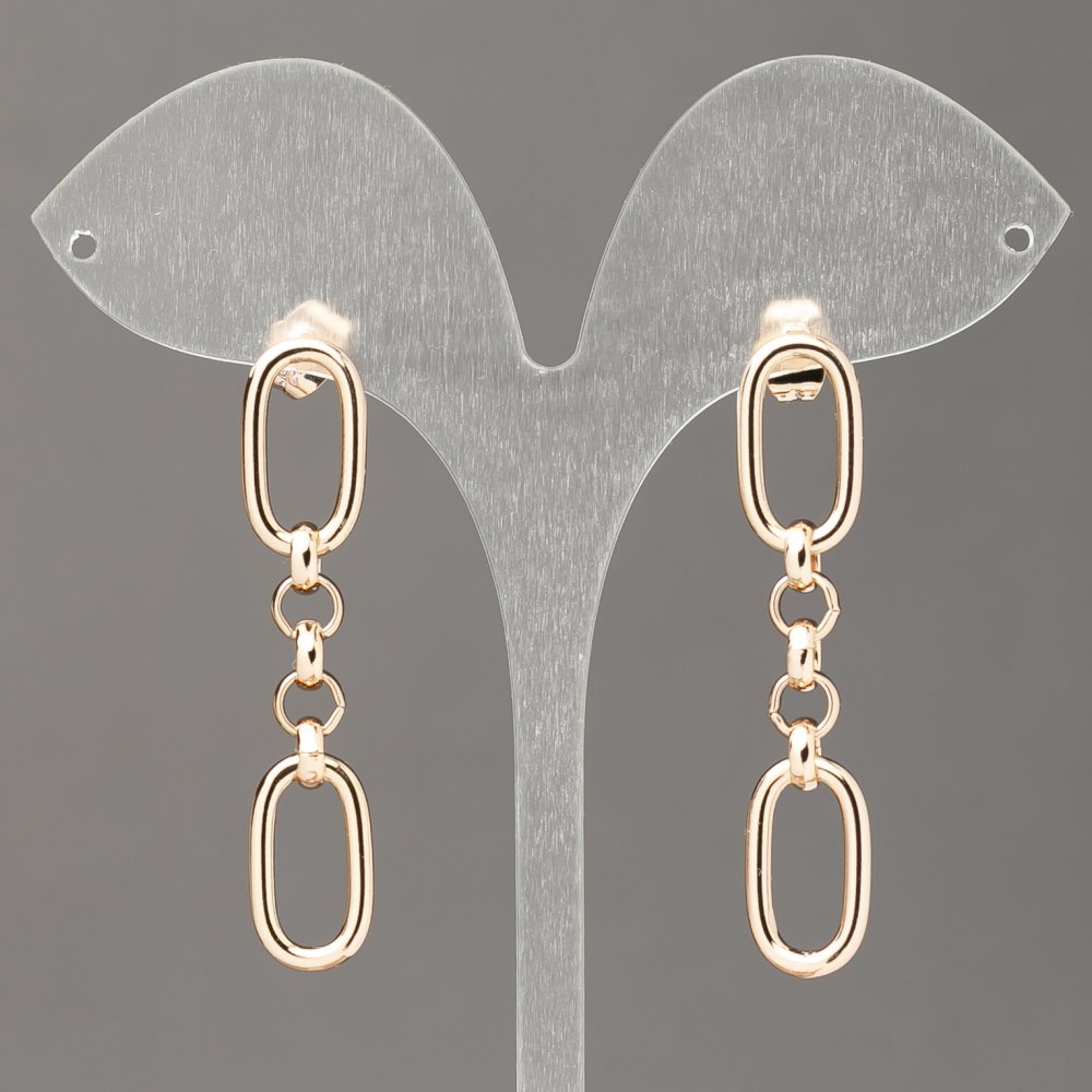 עגילי סטוד ציפוי זהב 18K Xuping, שרשרת, עובי 9.5 מ״מ, אורך 48 מ״מ