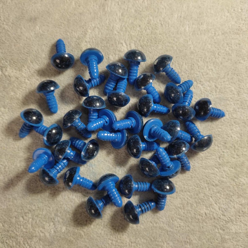 אביזרי «עיניים חיות» לצעצועים, קוטר 12 מ״מ, עם הברגה, צבע כחול, אריזה 50 זוגות