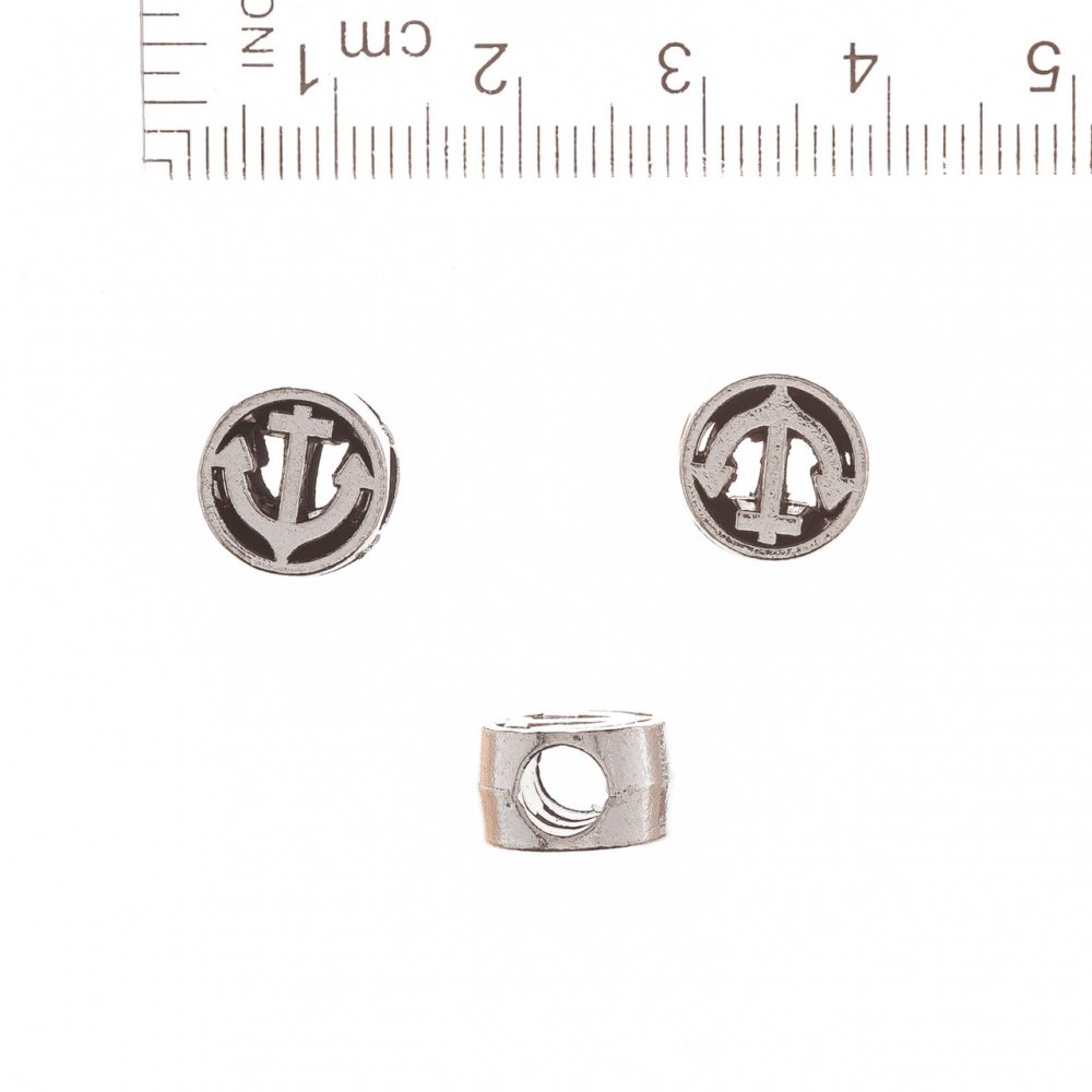 אביזרי חרוז פנדורה «אנקר בתוך טבעת» ב-10 מ״מ, קוטר 5 מ״מ, משקל 20 גרם, ±9 יחידות