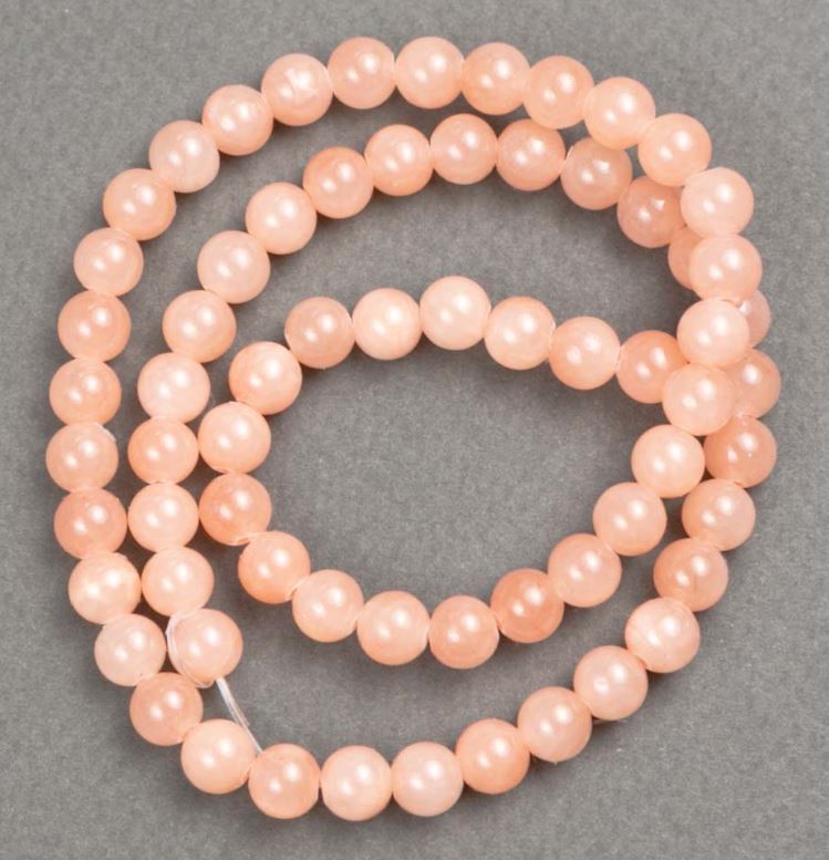 חרוזים על חוט סלנטיט (אקריליק מלאכותי) כדור חלק 6 מ״מ ±, אורך 40 ס״מ+