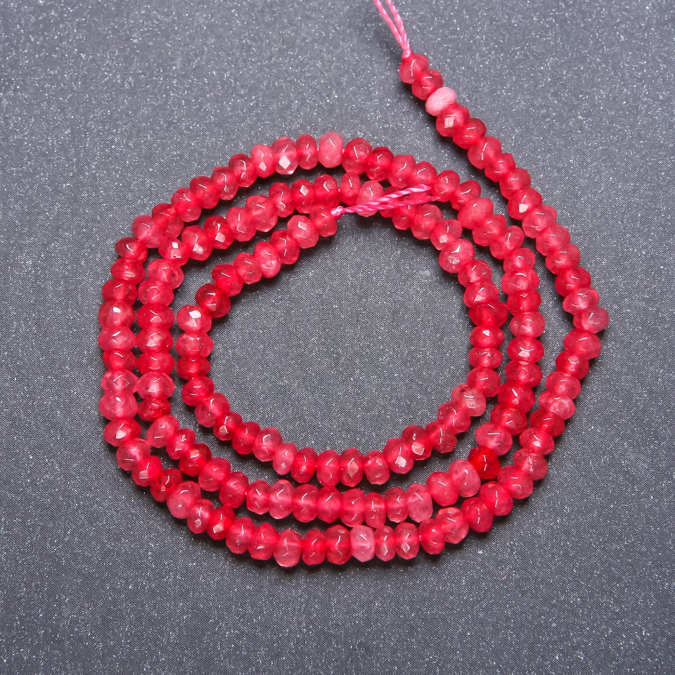 חרוזי טורמלין מלאכותיים בצורת רונדל מפוסלים, קוטר 4×3 מ״מ, חוט באורך 38 ס״מ