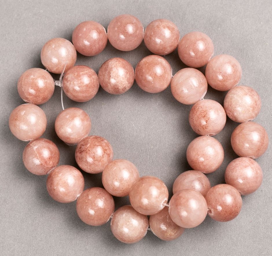 חרוזים על חוט - קוורץ תותי אקרילי 14.5 מ״מ כדור חלק, אורך 40 ס״מ