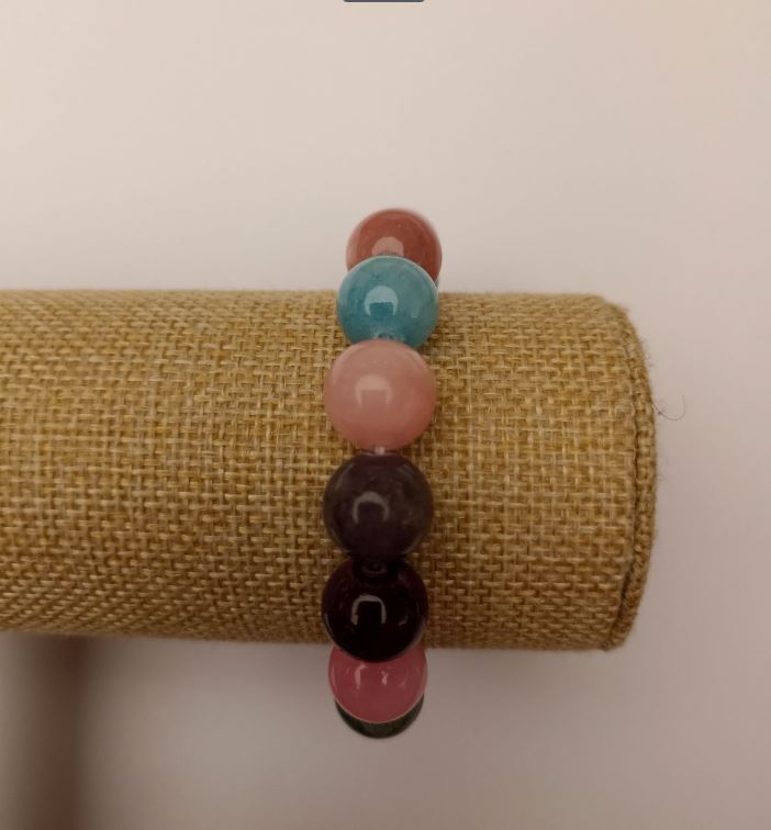 צמיד גומי מקוורץ צבוע «אסורטי» (אקריל סינתטי) כדור חלק, קוטר 12.5 מ״מ, אורך 18 ס״מ