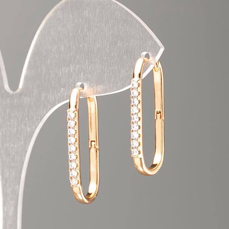 עגילים Xuping ציפוי זהב 18K עם זרקונים לבנים, קוטר 27×2 מ״מ+