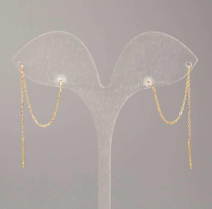 עגילי סטוד כדוריים Xuping עם זהב מצופה 18K, קוטר 0.5 מ״מ, אורך 9 ס״מ