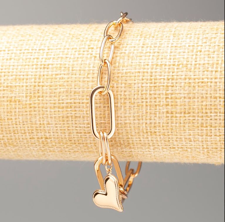 צמיד Xuping זהב מצופה 18K «לב» L 16–20 ס״מ, עובי 6.5 מ״מ ±, עובי 9 מ״מ+