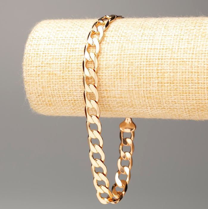 צמיד Xuping זהב מצופה 18K — אריגה בצורת שריון, אורך 25 ס״מ, עובי 8.5 מ״מ