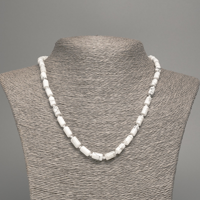 שרשרת מהולייט מאבן טבעית חלקה בצורת צילינדר, קוטר 10×6 מ״מ, אורך 49 ס״מ