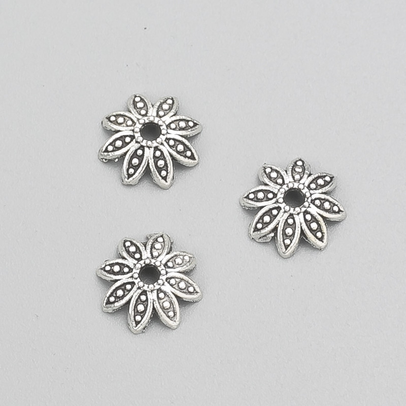 אביזרי פרזול: קצה בצבע מתכת כסוף, קוטר 10×3 מ״מ (±), אריזה -20 גרם, 80(±) יחידות