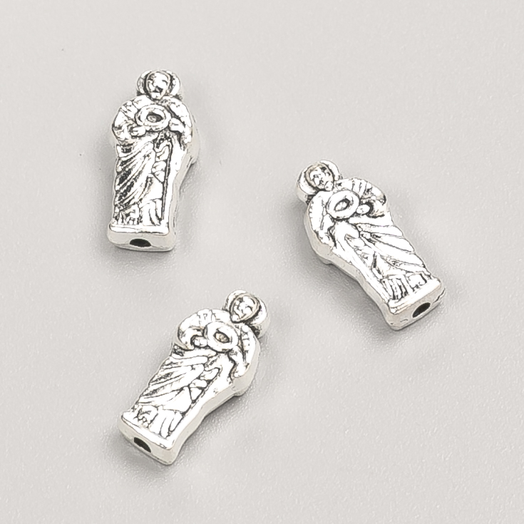 אביזרי תכשיטים חרוז-הכנסה «א Icon» כסף 13×6×4 מ״מ, אריזה 20 גרם, 23 יחידות ±, צבע המתכת: כסף