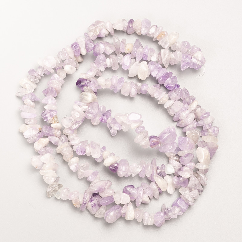 חרוזי אמטיסט טבעיים מאבן, שבבי מינרל טבעי על חוט, קוטר 8×3 מ״מ, אורך 80 ס״מ ±