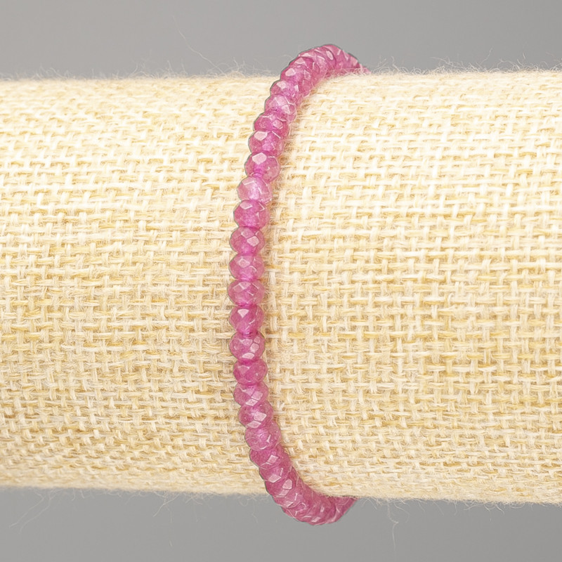 צמיד טורמלין מלאכותי – חרוזי רונדל מחוספסים, קוטר 4×3 מ״מ, אורך 18 ס״מ (אלסטי)