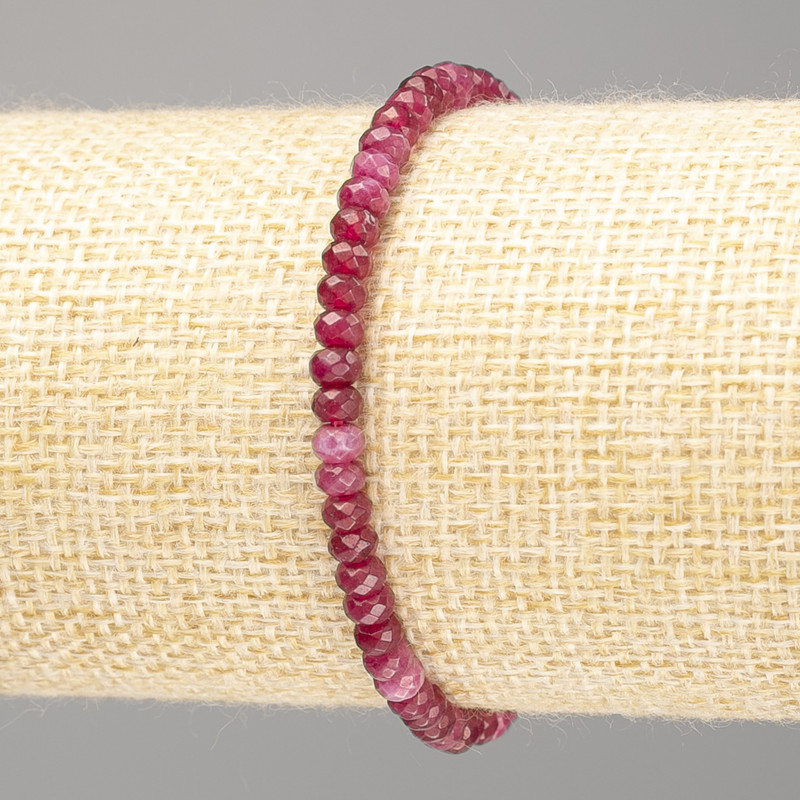 צמיד טורמלין סינתטי — חרוזי רונדלים חתוכים, קוטר 4×3 מ״מ ±, אורך 18 ס״מ (אלסטי)