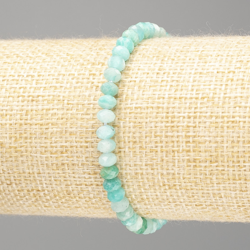 צמיד אמזונייט גרנוני רונדל טבעי על חוט אלסטי, קוטר 5×3.5 מ״מ, אורך 18 ס״מ (אלסטי)