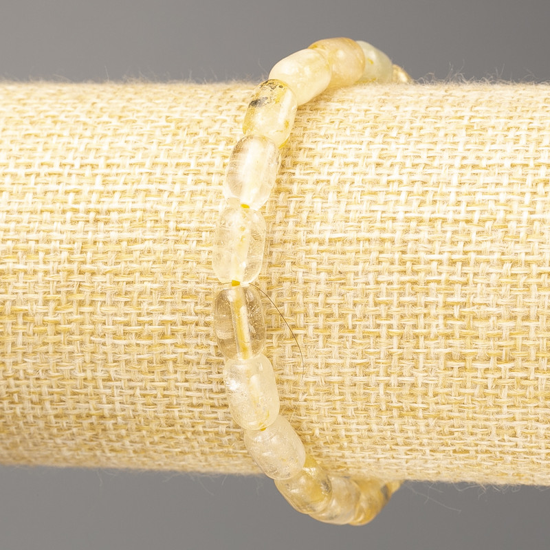 צמיד מאבן טבעית ציטרין, חרוזי חבית, קוטר 9×6 מ״מ, אורך 18 ס״מ (אלסטי)