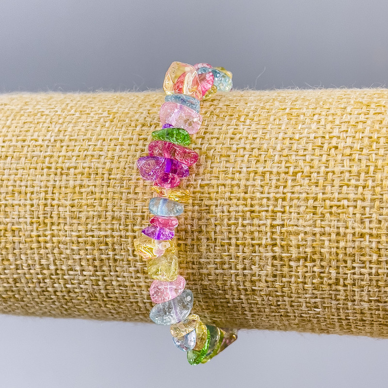 צמיד אסורטי מגרגרי אבן טבעית, קוטר 8×4 מ״מ, אורך 18 ס״מ (אלסטי)