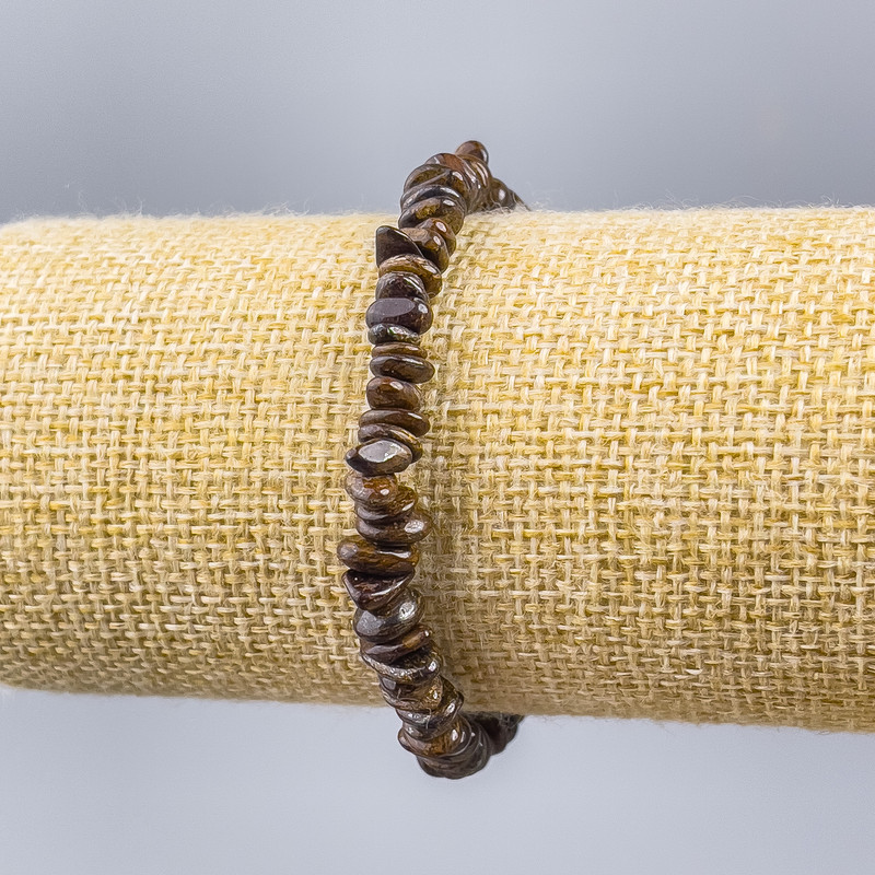 צמיד ברונזיט אבן טבעית פירור, קוטר 7×2 מ״מ ±, אורך 18 ס״מ (סטרץ')