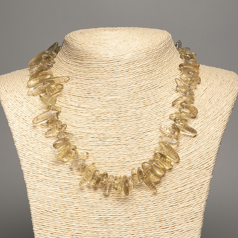 שרשרת מאבן טבעית קוורץ יין חתיכות «מחט», קוטר 20×7 מ״מ, אורך 48 ס״מ +