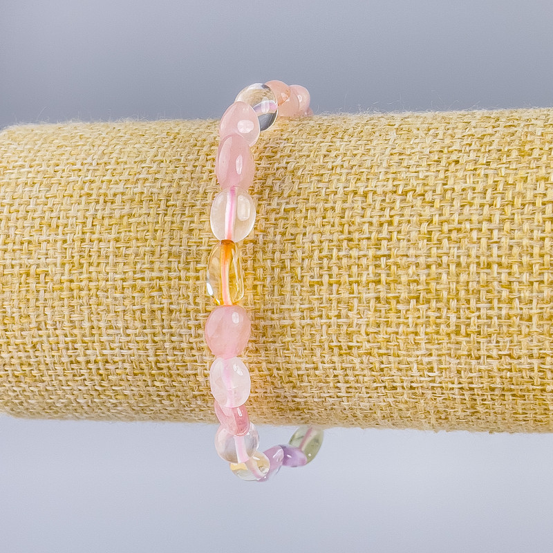 צמיד אסורטי מאבן טבעית גלטווניה, קוטר האבנים כ-9×6 מ״מ, אורך 18 ס״מ (אלסטי)