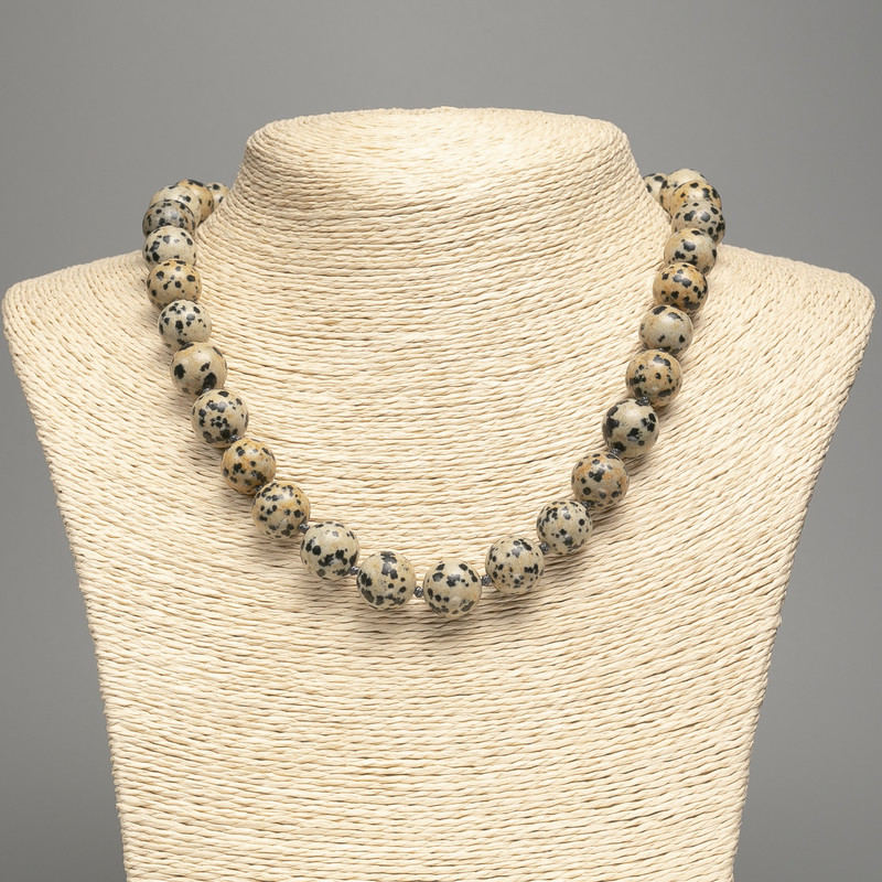 שרשרת ג'ספר דלטמיני (אקריל מלאכותי) כדור חלק, קוטר 12.5 מ"מ, אורך 48 ס"מ ±