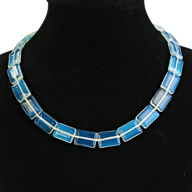 שרשרת מאבן ירח מלבנית 15×20 מ״מ, אורך 46 ס״מ