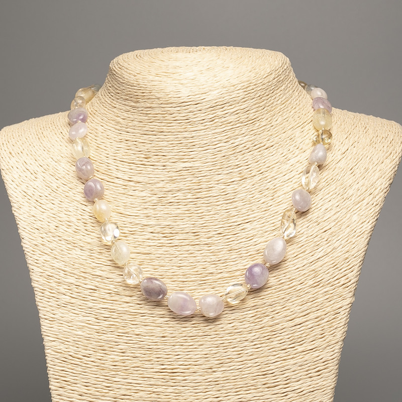 שרשרת מאבנים טבעיות – מבחר מרקם מהוקצע, קוטר 11×9 מ״מ ±, אורך 48 ס״מ