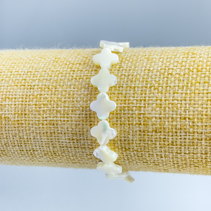 צמיד אם-הפנינה בצורת קונושינה, קוטר 10x10x2, 5 מ״מ ±, אורך 18 ס״מ (גמיש)