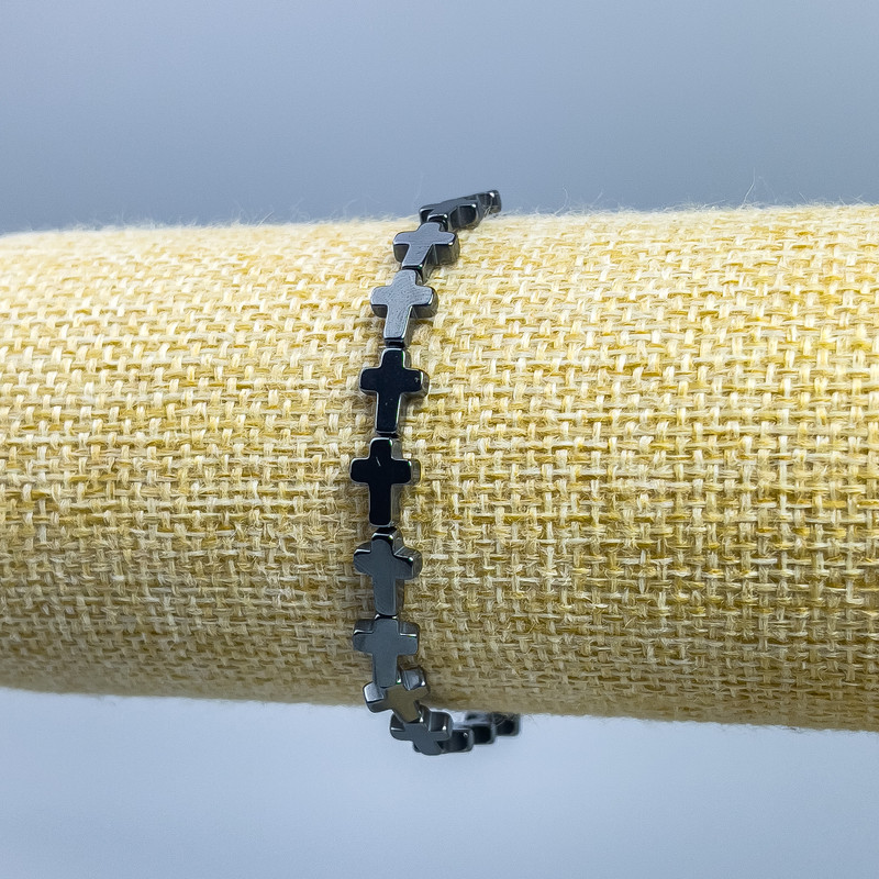 צמיד מהמטיט «צלב», קוטר 8×6 מ״מ, אורך 18 ס״מ (סטרץ)