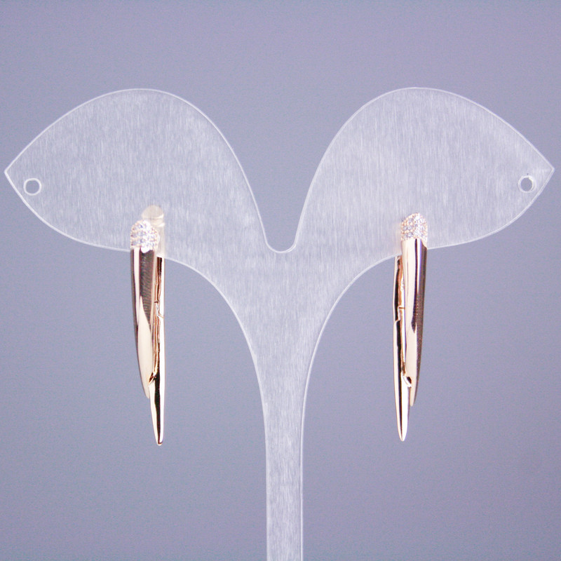 עגילי Xuping בזהב מצופה 18K עם אבני סטרס לבנות, אורך 33 מ״מ+