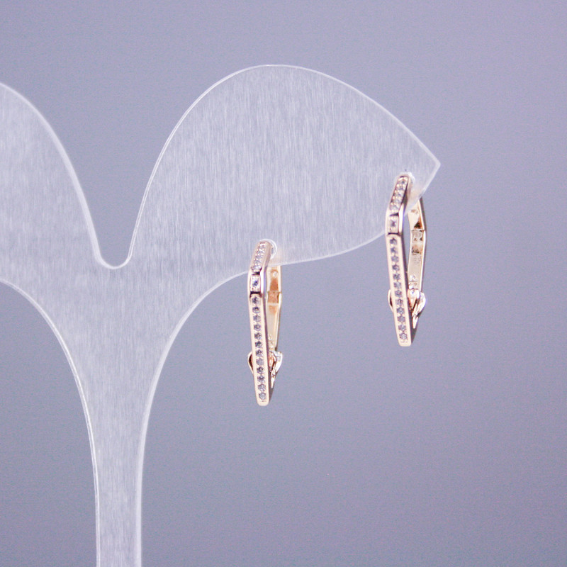 עגילים Xuping בציפוי זהב 18K עם קריסטלים לבנים 19×15 מ״מ+