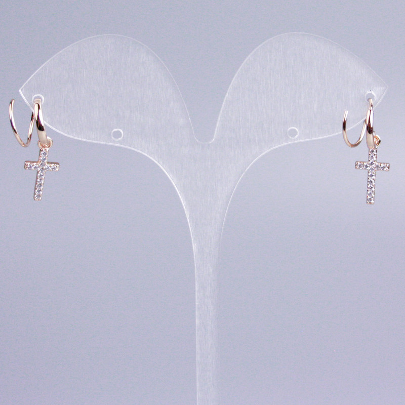 קף Xuping זהב מצופה 18K עם קריסטלים לבנים צלב, אורך 20 מ״מ +