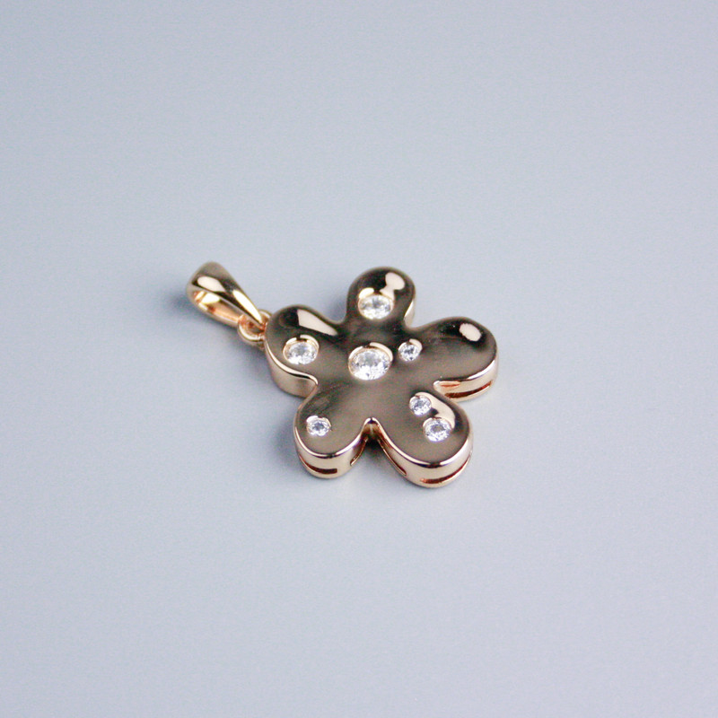 תליון Xuping מצופה בזהב 18K, פרח עם קריסטלים לבנים, קוטר 19×18 מ״מ+