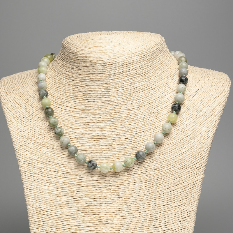 שרשרת אופיט (אקריליק מלאכותי) כדורי אקריליק חלקים, קוטר 8.5 מ״מ +/- , אורך 48 ס״מ