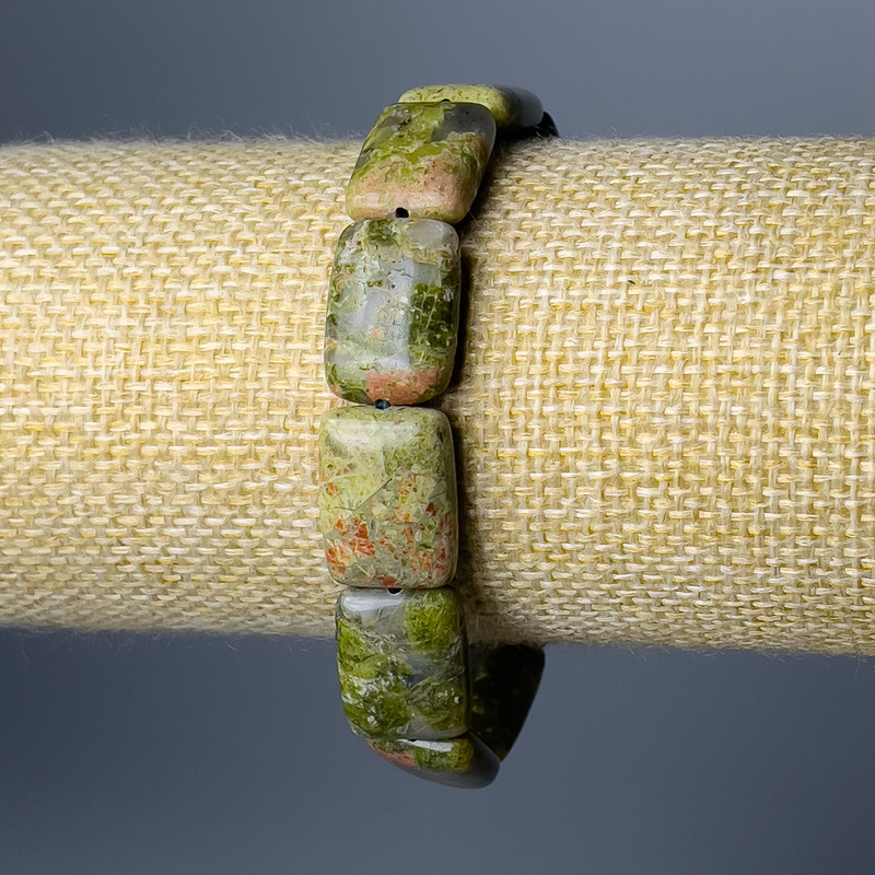 צמיד אשמה הליאוטרופ אבן טבעית, קישור מלבני, קוטר 13×18 מ״מ+-, אורך 18 ס״מ (אלסטי)