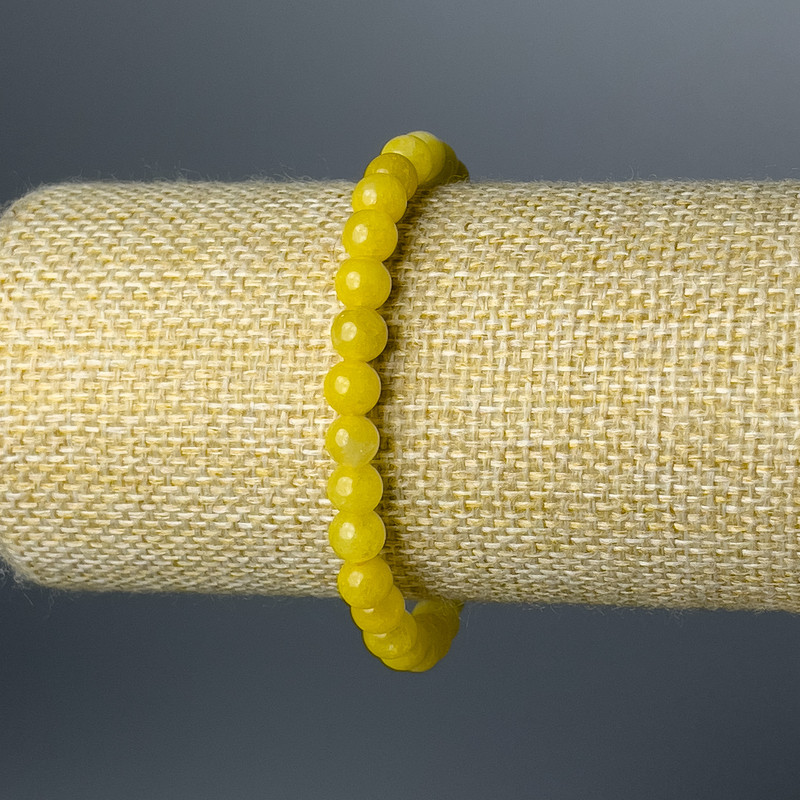 צמיד סיטרין עם חרוזים חלקים, קוטר 6.5 מ״מ, אורך 18 ס״מ (אלסטי)