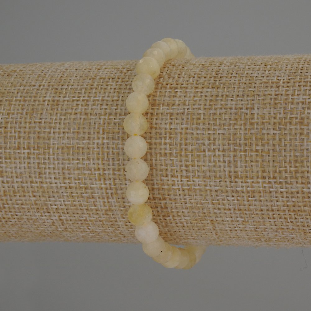 צמיד ציטרין – אבן טבעית, כדור מלוטש בזוויות, קוטר 6 מ״מ, אורך 18 ס״מ (סטרץ)