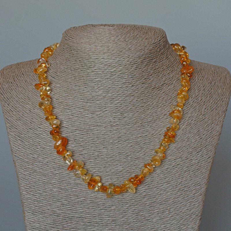 שרשרת חרוזי ציטרין מאבן טבעית, חרוזים מחוספי החיתוך – קוטר 8×4 מ״מ, אורך 48 ס״מ